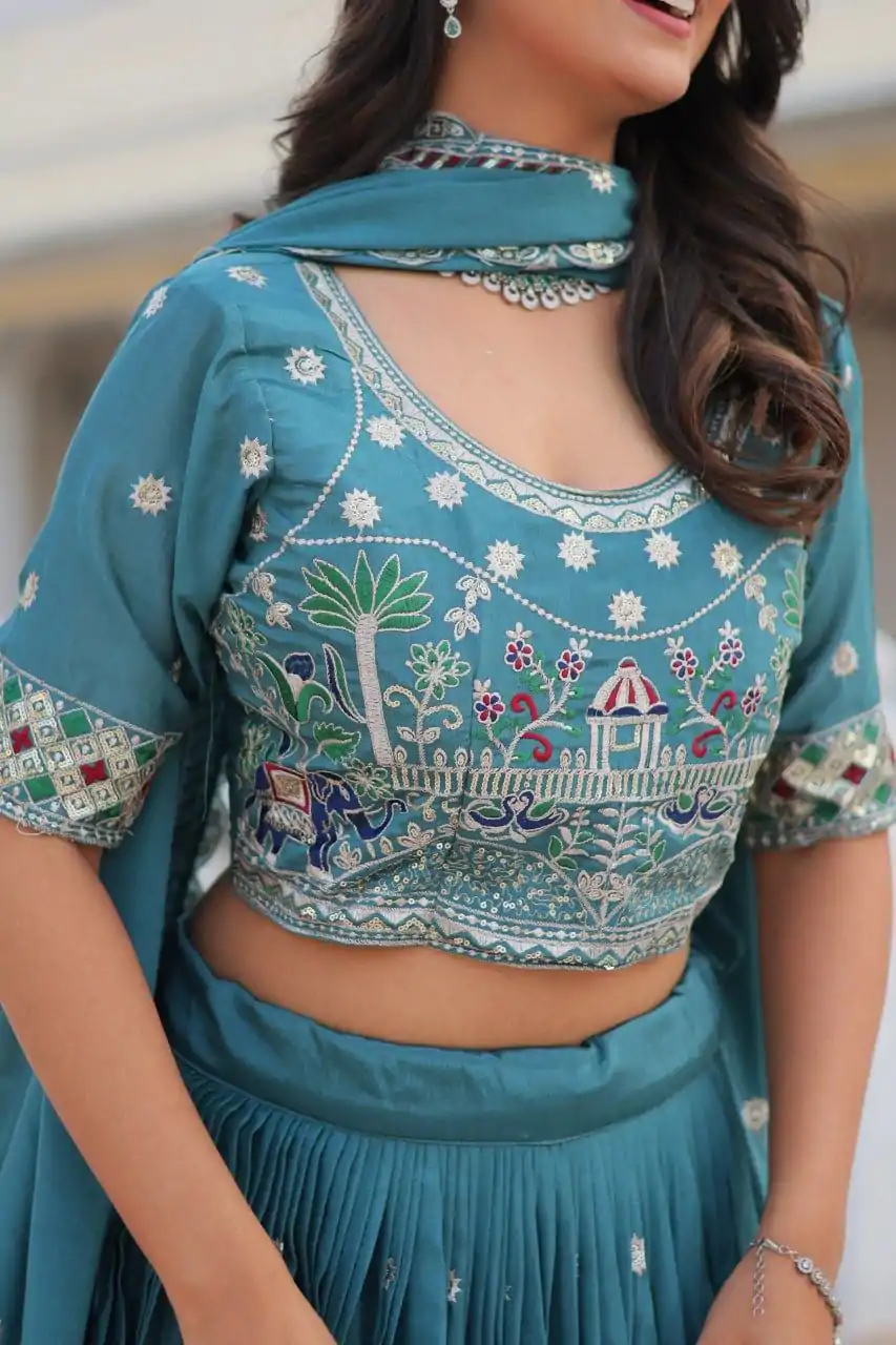 Ram 064 Blue Pure Chinon Lehenga Choli with Embroidery Work. Introductory Price ₹3049. Delivery 4-6 Working Days. Shop now. | Lehenga, Bollywood Lehenga, Creative Lehenga, Designer Lehenga, Embroidered Lehenga, Party Wear Lehenga