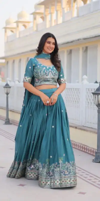 Ram 064 Blue Pure Chinon Lehenga Choli with Embroidery Work. Introductory Price ₹3049. Delivery 4-6 Working Days. Shop now. | Lehenga, Bollywood Lehenga, Creative Lehenga, Designer Lehenga, Embroidered Lehenga, Party Wear Lehenga