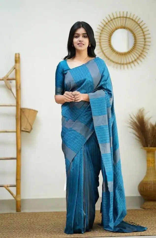 KPR 152 Blue Soft Lichi Silk Saree with Lace Work & Lace Border. Available at ₹1249 only. Delivery 4-6 Working Days. Shop now. | Designer Sarees, Embroidered Sarees, Sarees, Bollywood Sarees, Creative Sarees, Ethnic Saree, Modern Digital sarees, Party Wear Sarees