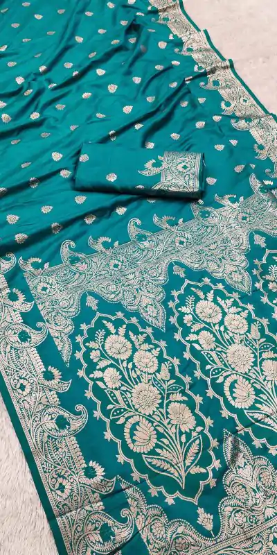 Firozi Banarasi Lace Zari Work Saree