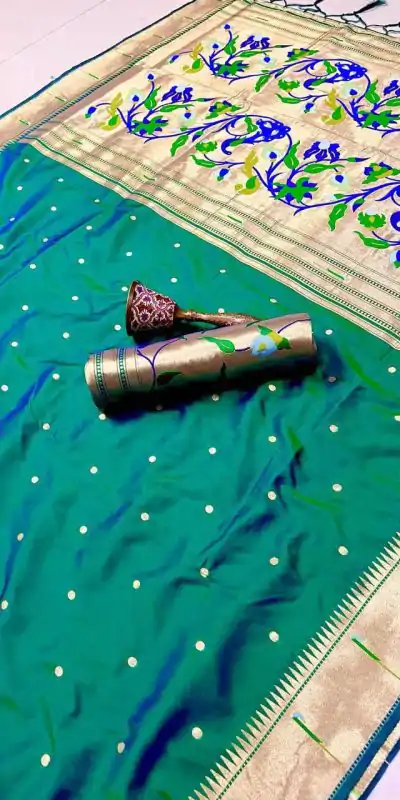 Firozi Pure Banarasi Silk Zari Work Saree