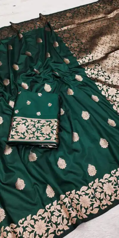 MB 1133 Green in Banarasi Silk Lace Work & Zari Work Saree . Introductory Price ₹1849. Delivery 4-6 Working Days. Shop now. | Designer Sarees, Embroidered Sarees, Sarees, Bollywood Sarees, Creative Sarees, Ethnic Saree, Modern Digital sarees, Party Wear Sarees
