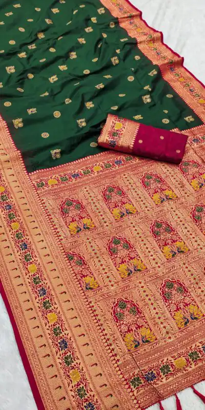 MB 18 Green Color Banarasi silk Saree with Zari Work & Lace Work. Affordable Price ₹2449. Delivery 4-6 Working Days. Shop now. | Designer Sarees, Embroidered Sarees, Sarees, Bollywood Sarees, Creative Sarees, Ethnic Saree, Modern Digital sarees, Party Wear Sarees