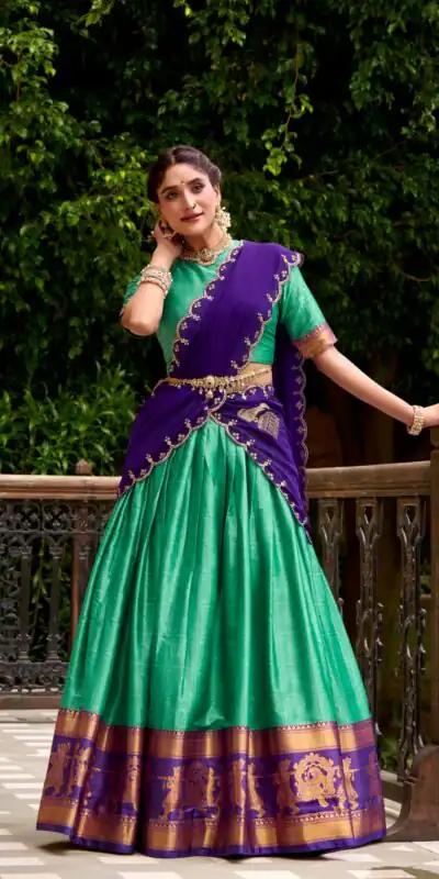 LNB 2028 Green Embroidery Work & Zari Work Lehenga Choli in Cream Poly Cotton. Available at ₹1999 only. Delivery 4-6 Working Days. Shop now. | Lehenga, Bollywood Lehenga, Creative Lehenga, Designer Lehenga, Embroidered Lehenga, Party Wear Lehenga