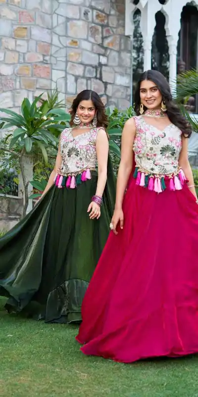 Ram 125 Green in Pure simar tissue silk Embroidery Work Lehenga Choli . Exclusive Offer ₹2649. Delivery 4-6 Working Days. Shop now. | Lehenga, Bollywood Lehenga, Creative Lehenga, Designer Lehenga, Embroidered Lehenga, Party Wear Lehenga