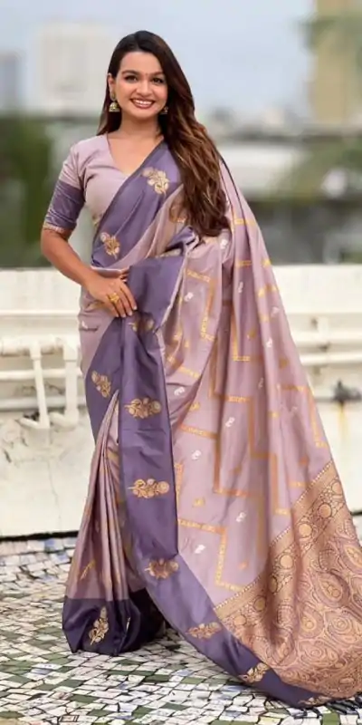 MS 543 Lavender Color Banarasi Silk Saree with Zari Work. Wedding, Party, Festive, Events, Available at ₹1649 only. Delivery 4-6 Working Days. Shop now. | Designer Sarees, Embroidered Sarees, Sarees, Bollywood Sarees, Creative Sarees, Ethnic Saree, Modern Digital sarees, Party Wear Sarees