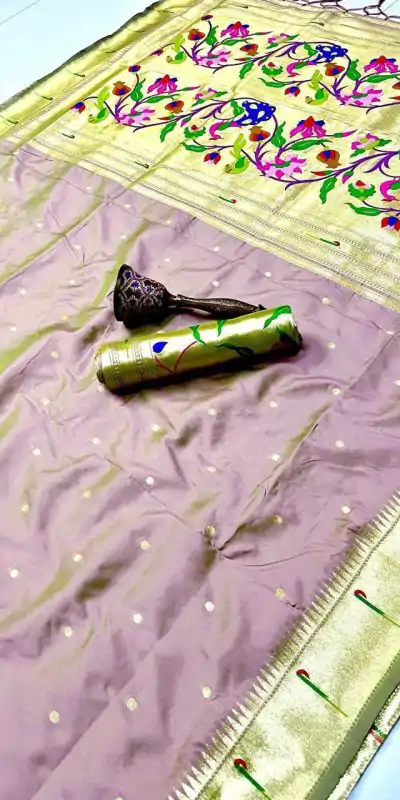 Lavender Pure Banarasi Silk Zari Work Saree