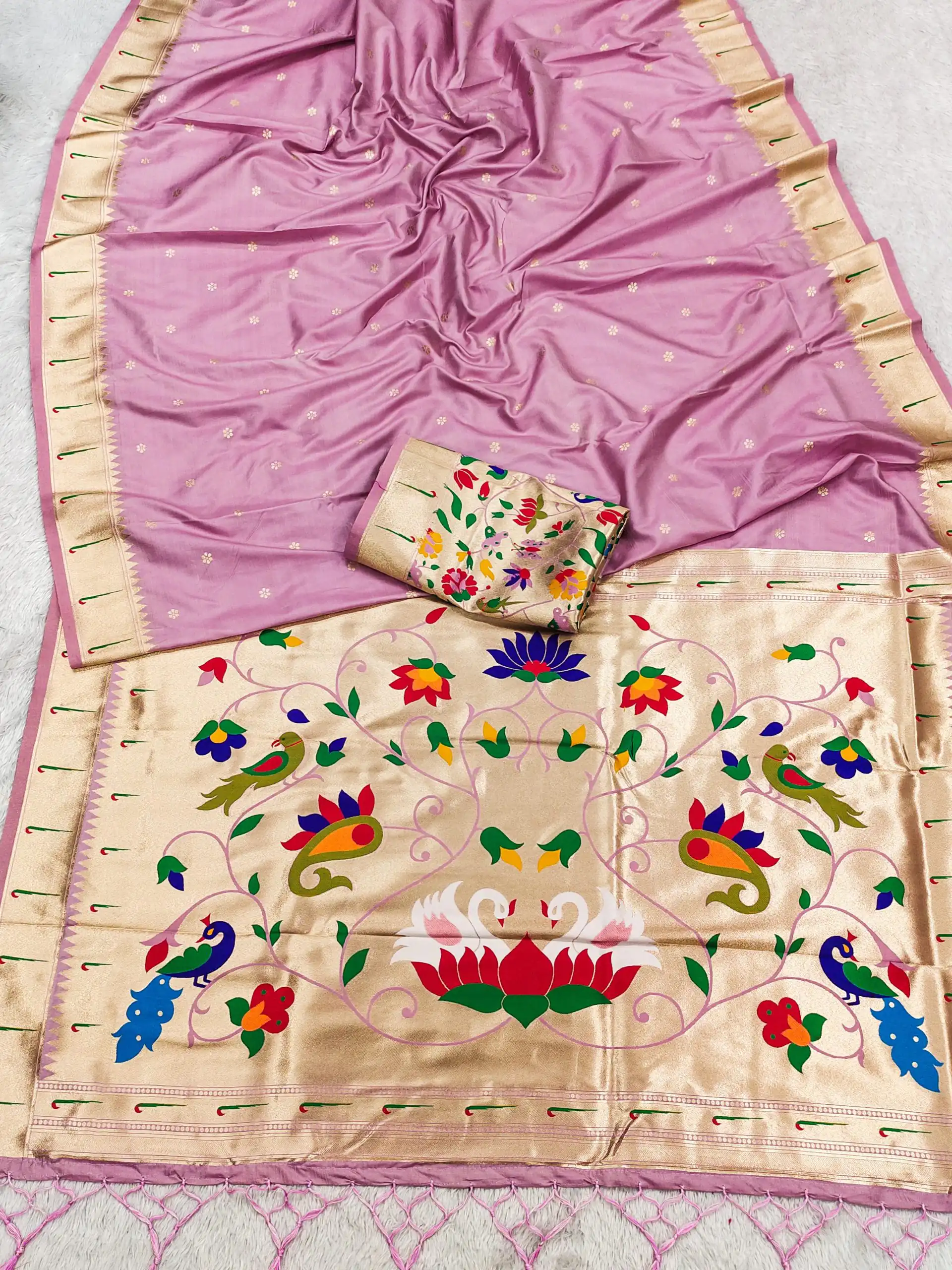 MB 149 Lavender Silk Saree with Zari Work & Lace Work. Wedding, Party, Festive, Events, Grab it for ₹2549. Delivery 4-6 Working Days. Shop now. | Designer Sarees, Embroidered Sarees, Sarees, Bollywood Sarees, Creative Sarees, Ethnic Saree, Modern Digital sarees, Party Wear Sarees