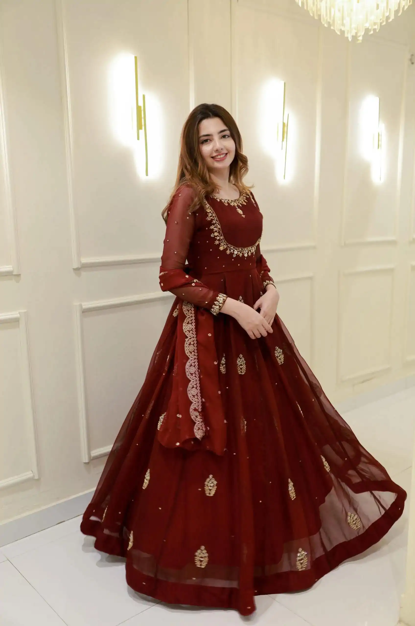 LG 2006 Maroon Georgette Gown Perfect for Wedding, Party, Engagement, Diwali, Sangeet . Exclusive Offer ₹1999. Delivery 4-6 Working Days. Shop now. | Gowns, Bollywood Gowns, Creative Gowns, Designer Gowns, Embroidered Gowns, Party Wear Gowns