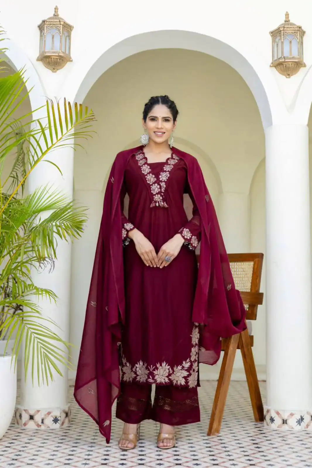 BE 385 Maroon Color Rayon Slub Cotton Embroidery Wor Salwar Suit Casual, Wedding, Festive, Events . Expected Delivery  4-6 Working Days @1899/- only      | Jump Suits, Salwar suit, Casual Suits, Creative suits, Designer Suits, Palazzo Suits, Party Wear Suits, Patiala Suits, Straight Suits