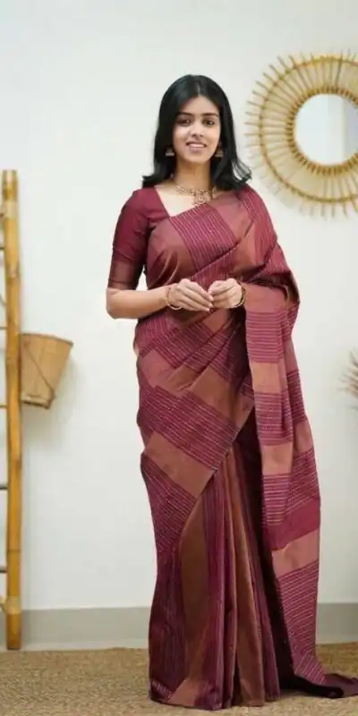KPR 152 Maroon Soft Lichi Silk Saree with Lace Work & Lace Border. Available at ₹1249 only. Delivery 4-6 Working Days. Shop now. | Designer Sarees, Embroidered Sarees, Sarees, Bollywood Sarees, Creative Sarees, Ethnic Saree, Modern Digital sarees, Party Wear Sarees