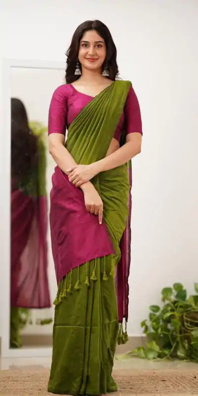 Mehandi Soft Lilian Slab Rich Pallu Saree