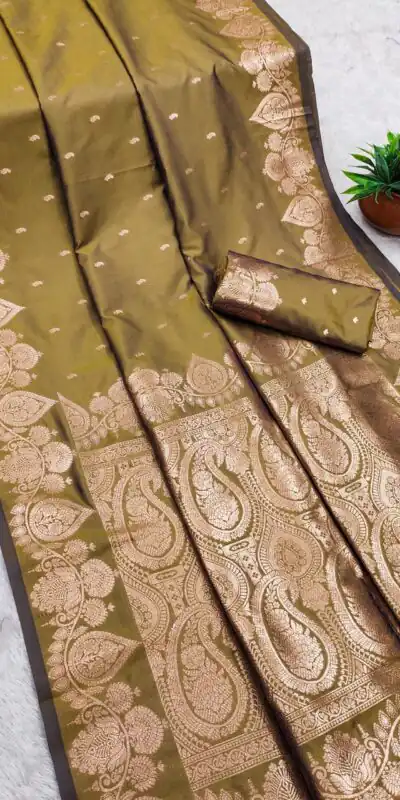 MB 142 Mehendi Banarasi Silk with Zari Work & Lace Work Saree . Affordable Price ₹1899. Delivery 4-6 Working Days. Shop now. | Designer Sarees, Embroidered Sarees, Sarees, Bollywood Sarees, Creative Sarees, Ethnic Saree, Modern Digital sarees, Party Wear Sarees