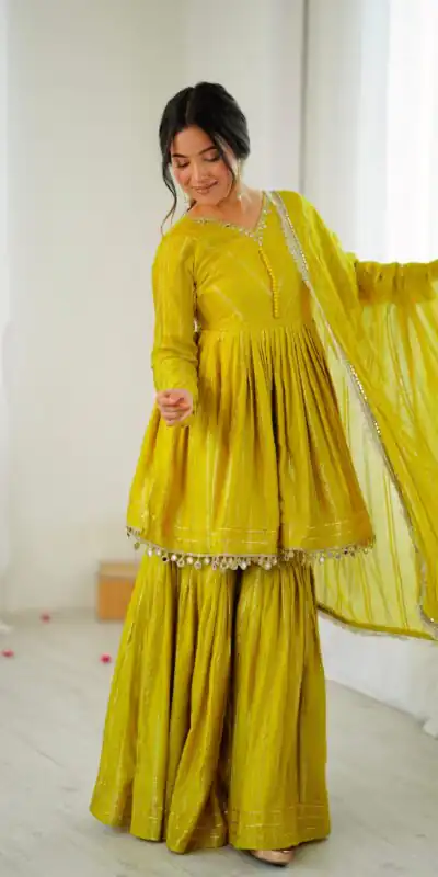 SRK 5300 Mustard Mal Chanderi With Lace Work & Mirror Work Salwar Suit . Get it for ₹2099. Delivery 4-6 Working Days. Shop now. | Jump Suits, Tops & Bottoms, Track Suits, Salwar suit, Casual Suits, Creative suits, Designer Suits, Palazzo Suits, Party Wear Suits, Patiala Suits, Straight Suits, Trendy Wear