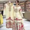 Off White Chinon Silk With Lace Work Salwar Suit