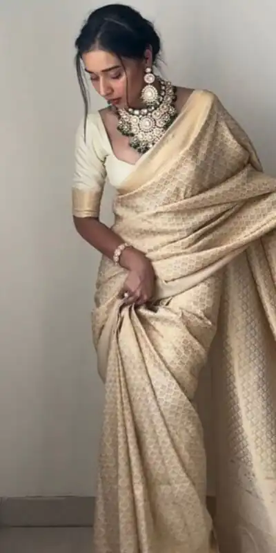 KPR 176 Off White Soft Lichi Silk Saree Perfect for Wedding, Party, Family Gatherings, Baisakhi, Holi – . Now at just ₹1499. Delivery 4-6 Working | Designer Sarees, Embroidered Sarees, Sarees, Bollywood Sarees, Creative Sarees, Ethnic Saree, Modern Digital sarees, Party Wear Sarees