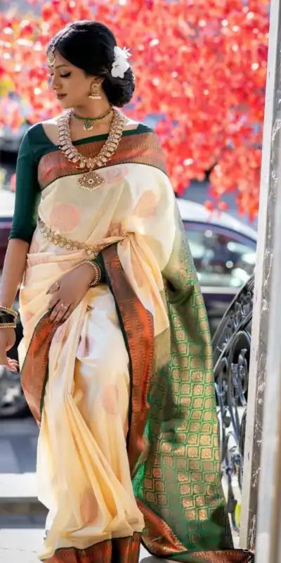 KP 5003 Off White Soft Lichi Silk Saree Perfect for Wedding, Party, Family Gatherings, Pooja, Sangeet – . Best Price ₹1449. Delivery 4-6 Working D | Designer Sarees, Embroidered Sarees, Sarees, Bollywood Sarees, Creative Sarees, Ethnic Saree, Modern Digital sarees, Party Wear Sarees