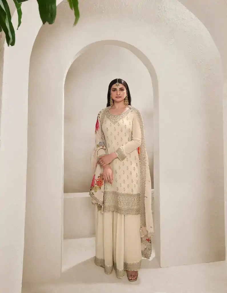 FC V 67831 Off White in Viscose Chinon Zari Work & Embroidery Work Salwar Suit . Grab it for ₹3049. Delivery 4-6 Working Days. Shop now. | Jump Suits, Salwar suit, Casual Suits, Creative suits, Designer Suits, Palazzo Suits, Party Wear Suits, Patiala Suits, Straight Suits