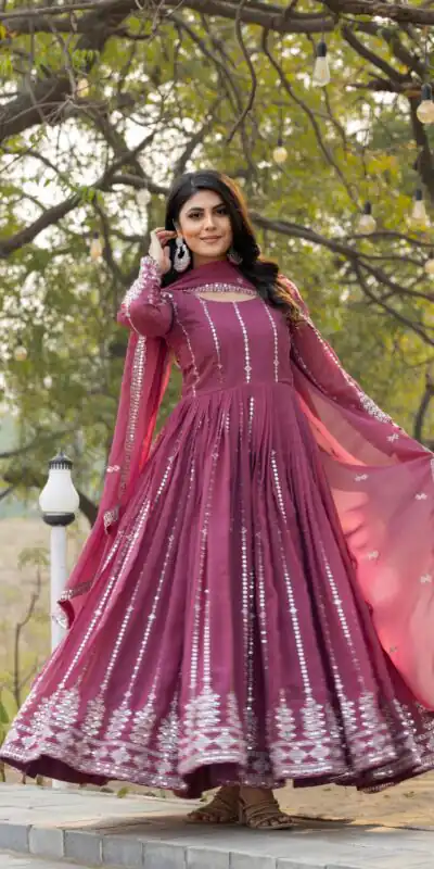 Ram 080 Onion Fox Georgette Gown with Embroidery Work. Wedding, Party, Festive, Events, Best Price ₹2049. Delivery 4-6 Working Days. Shop now. | Jump Suits, Salwar suit, Casual Suits, Creative suits, Designer Suits, Palazzo Suits, Party Wear Suits, Patiala Suits, Straight Suits