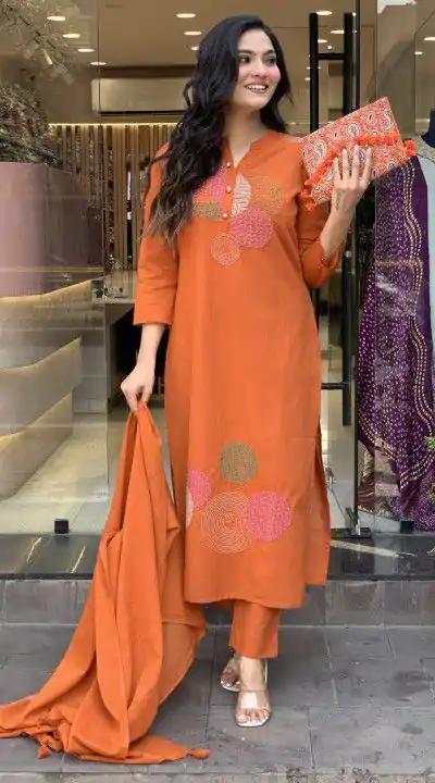 MF 800 Orange with Embroidery Work & Mirror Work Mustered Chanderi Salwar Suit . Exclusive Offer ₹1599. Delivery 4-6 Working Days. Shop now. | Jump Suits, Salwar suit, Casual Suits, Creative suits, Designer Suits, Palazzo Suits, Party Wear Suits, Patiala Suits, Straight Suits