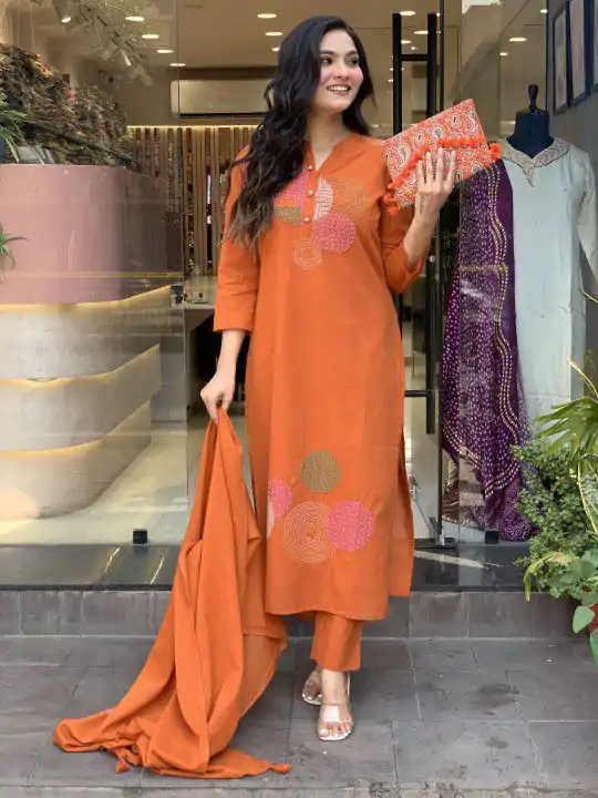 MF 800 Orange with Embroidery Work & Mirror Work Mustered Chanderi Salwar Suit . Exclusive Offer ₹1599. Delivery 4-6 Working Days. Shop now. | Jump Suits, Salwar suit, Casual Suits, Creative suits, Designer Suits, Palazzo Suits, Party Wear Suits, Patiala Suits, Straight Suits