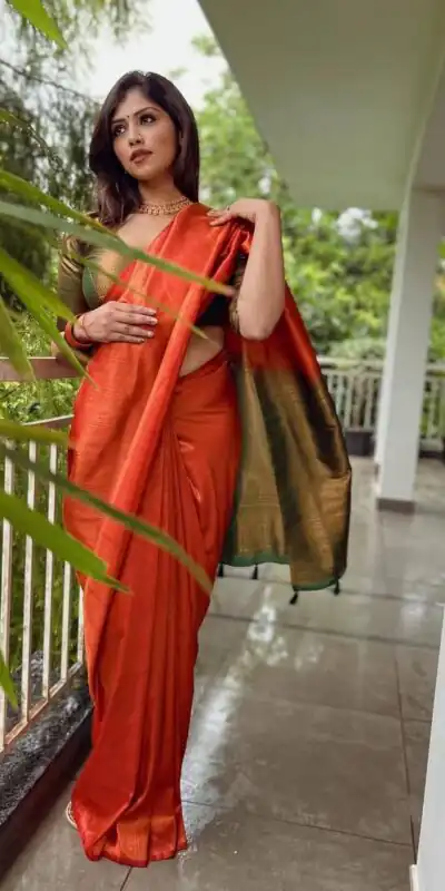 KP 4084 Orange Soft Lichi Silk Saree with Lace Work & Lace Border. Festive Deal ₹1399. Delivery 4-6 Working Days. Shop now. | Designer Sarees, Embroidered Sarees, Sarees, Bollywood Sarees, Creative Sarees, Ethnic Saree, Modern Digital sarees, Party Wear Sarees