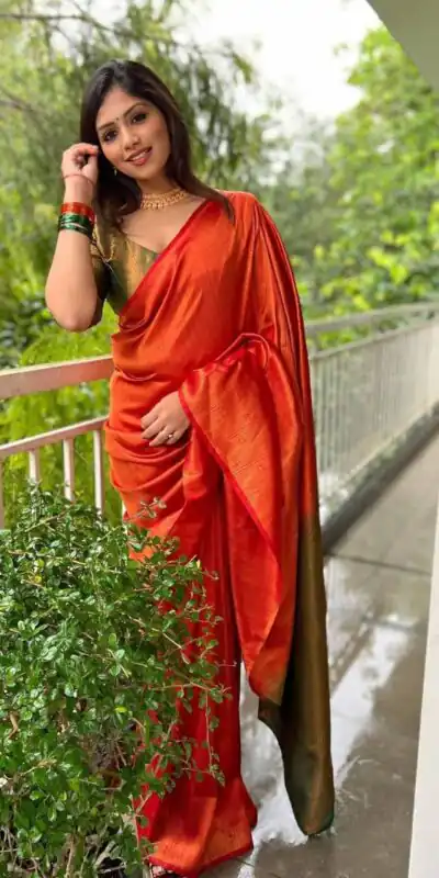 KP 4084 Orange Soft Lichi Silk Saree with Lace Work & Lace Border. Festive Deal ₹1399. Delivery 4-6 Working Days. Shop now. | Designer Sarees, Embroidered Sarees, Sarees, Bollywood Sarees, Creative Sarees, Ethnic Saree, Modern Digital sarees, Party Wear Sarees