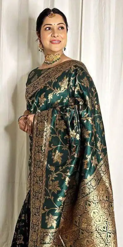 KP 6042 Peacock Green Color Soft Lichi Silk Saree with Lace Border & Lace Work. Get it for ₹1399. Delivery 4-6 Working Days. Shop now. | Designer Sarees, Embroidered Sarees, Sarees, Bollywood Sarees, Creative Sarees, Ethnic Saree, Modern Digital sarees, Party Wear Sarees