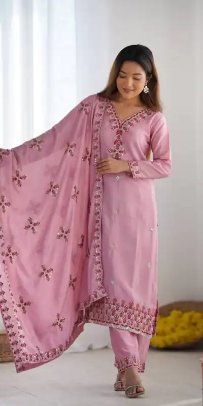 SSR 5005 Pink Chinnon Silk with Lace Work & Embroidery Work Salwar Suit . Now at just ₹1849. Delivery 4-6 Working Days. Shop now. | Jump Suits, Tops & Bottoms, Track Suits, Salwar suit, Casual Suits, Creative suits, Designer Suits, Palazzo Suits, Party Wear Suits, Patiala Suits, Straight Suits, Trendy Wear