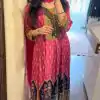 Pink Chinon Lace Mirror Work Salwar Suit