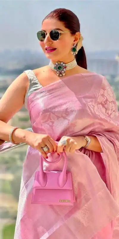 KPR 085 Pink Color Soft Lichi Silk Saree with Lace Work & Lace Border. Now at just ₹1299. Delivery 4-6 Working Days. Shop now. | Designer Sarees, Embroidered Sarees, Sarees, Bollywood Sarees, Creative Sarees, Ethnic Saree, Modern Digital sarees, Party Wear Sarees