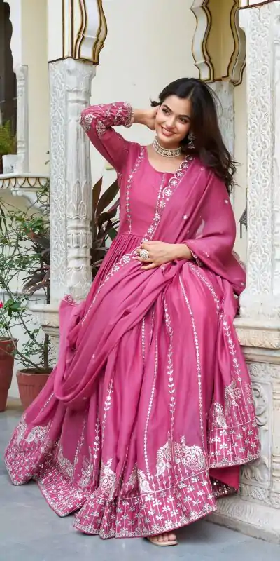 Ram 139 Pink Star Georgette Gown Perfect for Wedding, Party, Family Gatherings, Haldi, Housewarming –. Grab it for ₹1949. Delivery 4-6 Working | Jump Suits, Salwar suit, Casual Suits, Creative suits, Designer Suits, Palazzo Suits, Party Wear Suits, Patiala Suits, Straight Suits