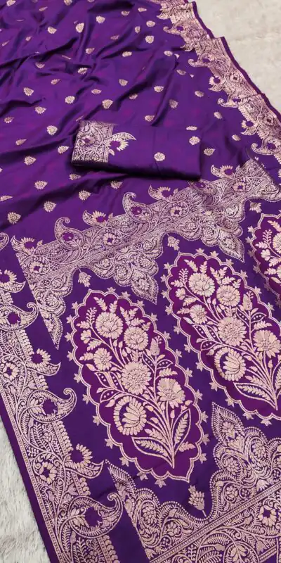 MB 43 Purple Color Banarasi silk Saree with Lace Work & Zari Work. Wedding, Party, Festive Grab it for ₹1899. Delivery 4-6 Working Days. Shop now. | Designer Sarees, Embroidered Sarees, Sarees, Bollywood Sarees, Creative Sarees, Ethnic Saree, Modern Digital sarees, Party Wear Sarees