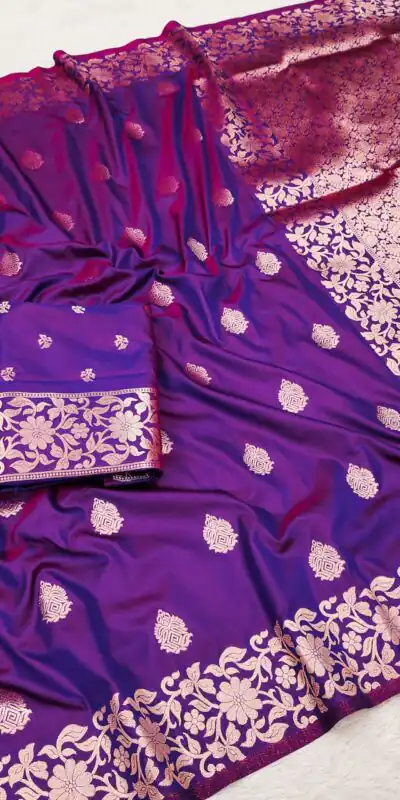 MB 1133 Purple in Banarasi Silk Lace Work & Zari Work Saree . Introductory Price ₹1849. Delivery 4-6 Working Days. Shop now. | Designer Sarees, Embroidered Sarees, Sarees, Bollywood Sarees, Creative Sarees, Ethnic Saree, Modern Digital sarees, Party Wear Sarees