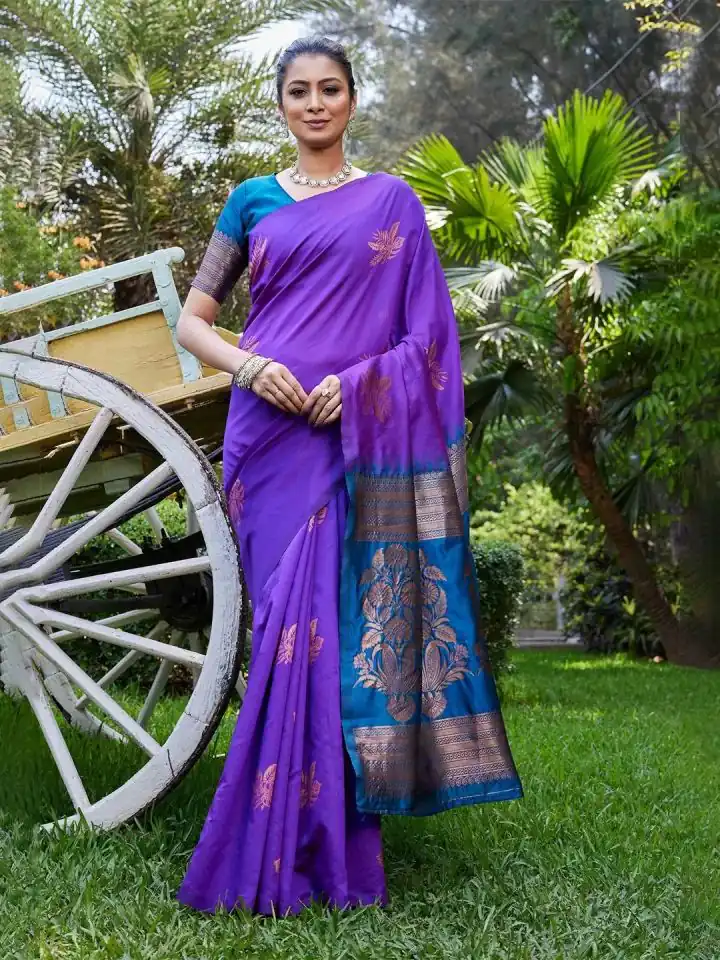KPR 257 Purple Soft Lichi Silk Saree with Lace Work & Lace Border. Now at just ₹1349. Delivery 4-6 Working Days. Shop now. | Designer Sarees, Embroidered Sarees, Sarees, Bollywood Sarees, Creative Sarees, Ethnic Saree, Modern Digital sarees, Party Wear Sarees