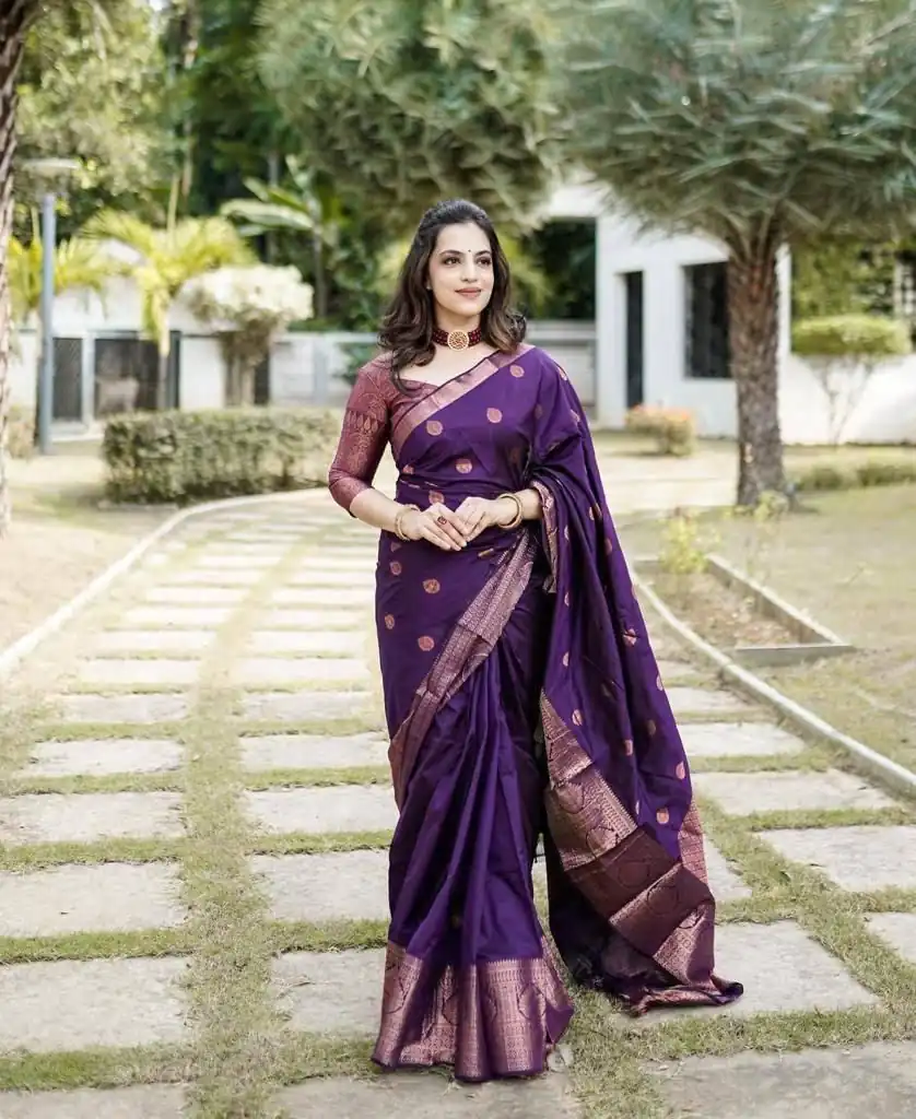 KPR 128 Purple Color Soft Lichi Silk Saree with Lace Work & Lace Border. Get it for ₹1349. Delivery 4-6 Working Days. Shop now. | Designer Sarees, Embroidered Sarees, Sarees, Bollywood Sarees, Creative Sarees, Ethnic Saree, Modern Digital sarees, Party Wear Sarees