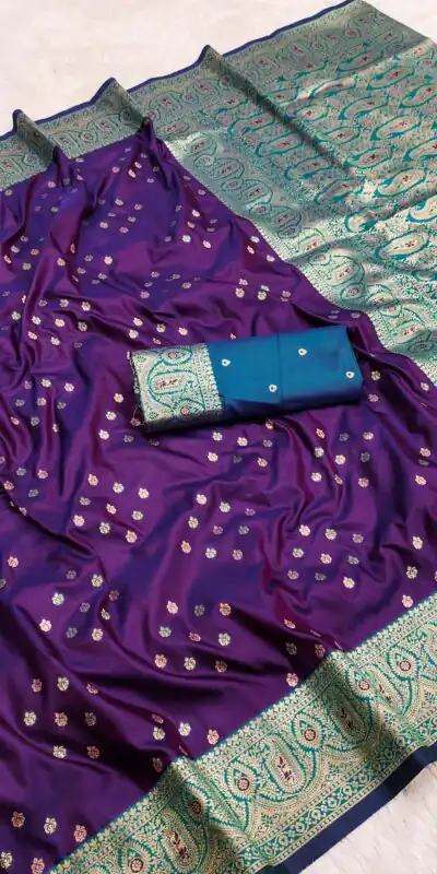 MB 3312-A Purple in Rich Banarasi Silk Zari Work & Lace Work Saree . Affordable Price ₹2049. Delivery 4-6 Working Days. Shop now. | Designer Sarees, Embroidered Sarees, Sarees, Bollywood Sarees, Creative Sarees, Ethnic Saree, Modern Digital sarees, Party Wear Sarees