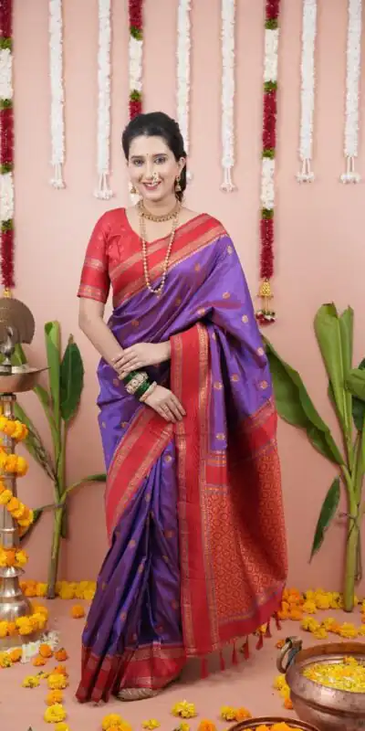 MS 536 Purple Color Banarasi Silk Saree with Zari Work. Wedding, Party, Festive, Events, Available at ₹1699 only. Delivery 4-6 Working Days. Shop now. | Designer Sarees, Embroidered Sarees, Sarees, Bollywood Sarees, Creative Sarees, Ethnic Saree, Modern Digital sarees, Party Wear Sarees