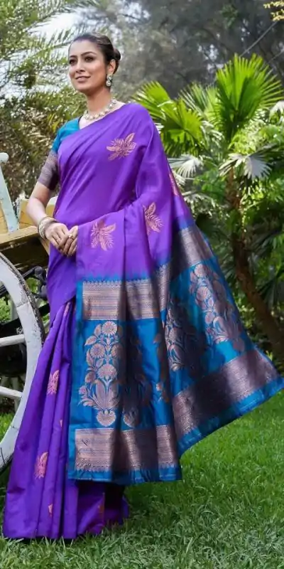KPR 257 Purple Soft Lichi Silk Saree with Lace Work & Lace Border. Now at just ₹1349. Delivery 4-6 Working Days. Shop now. | Designer Sarees, Embroidered Sarees, Sarees, Bollywood Sarees, Creative Sarees, Ethnic Saree, Modern Digital sarees, Party Wear Sarees
