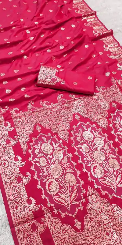 Rani Pink Banarasi Lace Zari Work Saree