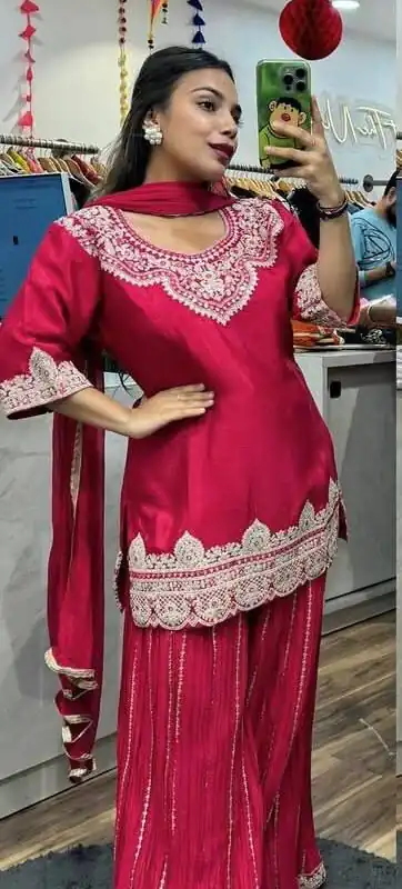 ND 5029 Red Chinon Silk with Lace Work & Embroidery Work Salwar Suit . Special Price ₹2099. Delivery 4-6 Working Days. Shop now. | Jump Suits, Salwar suit, Casual Suits, Creative suits, Designer Suits, Palazzo Suits, Party Wear Suits, Patiala Suits, Straight Suits