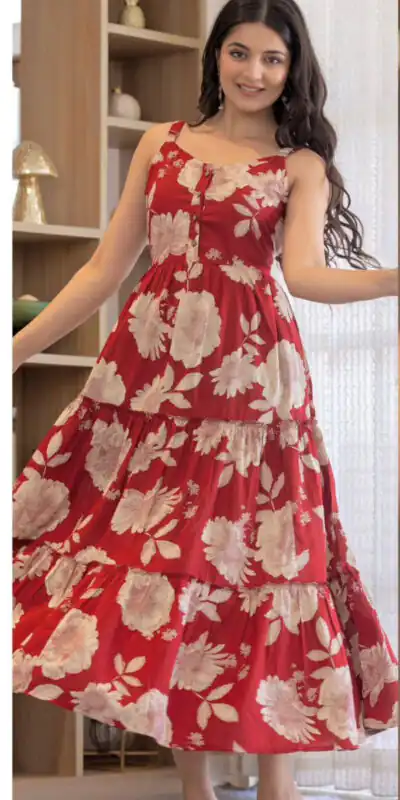 INLI Coral Red Color Cotton With Printed Designer Work Gown . Wedding, Party, Festive, Events, Grab it for ₹1449. Delivery 4-6 Working Days. Shop now. | Gowns, Bollywood Gowns, Creative Gowns, Designer Gowns, Embroidered Gowns, Party Wear Gowns