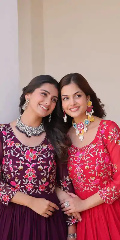 Ram 082 Red Fox Georgette Gown Perfect for Wedding, Party, Sangeet, Durga Puja, Reception – . Grab it for ₹1849. Delivery 4-6 Working Days. Shop now. | Jump Suits, Salwar suit, Casual Suits, Creative suits, Designer Suits, Palazzo Suits, Party Wear Suits, Patiala Suits, Straight Suits