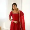 ZF 5010 Red Georgette Gown Perfect for Wedding, Party, Pooja, Ethnic Day, Karwa Chauth – . Best Price ₹2049. Delivery 4-6 Working Days. Shop now. | Jump Suits, Salwar suit, Casual Suits, Creative suits, Designer Suits, Palazzo Suits, Party Wear Suits, Patiala Suits, Straight Suits