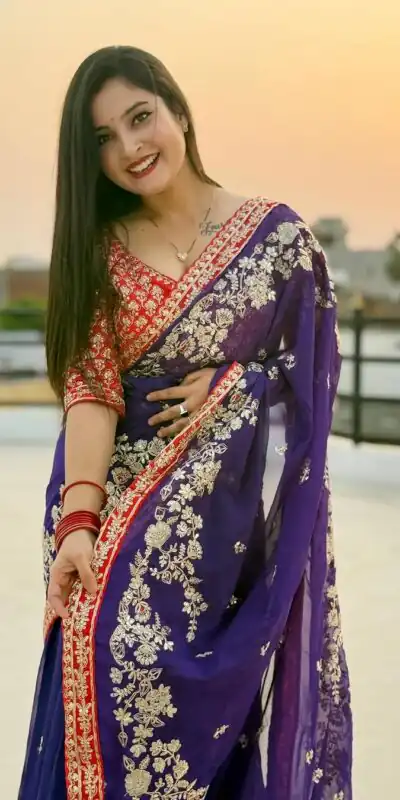 BT 411 Royal Blue in Georgette Embroidery Work & Lace Work Saree . Grab it for ₹1999. Delivery 4-6 Working Days. Shop now. | Designer Sarees, Embroidered Sarees, Sarees, Bollywood Sarees, Creative Sarees, Ethnic Saree, Modern Digital sarees, Party Wear Sarees