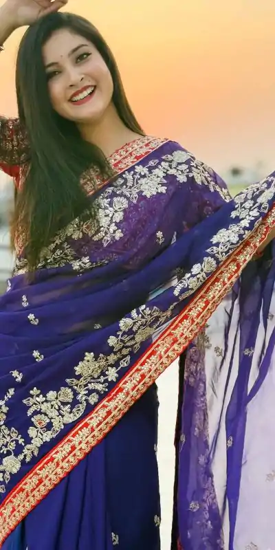 BT 411 Royal Blue in Georgette Embroidery Work & Lace Work Saree . Grab it for ₹1999. Delivery 4-6 Working Days. Shop now. | Designer Sarees, Embroidered Sarees, Sarees, Bollywood Sarees, Creative Sarees, Ethnic Saree, Modern Digital sarees, Party Wear Sarees