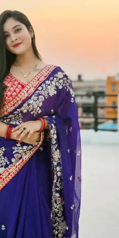 BT 411 Royal Blue in Georgette Embroidery Work & Lace Work Saree . Grab it for ₹1999. Delivery 4-6 Working Days. Shop now. | Designer Sarees, Embroidered Sarees, Sarees, Bollywood Sarees, Creative Sarees, Ethnic Saree, Modern Digital sarees, Party Wear Sarees