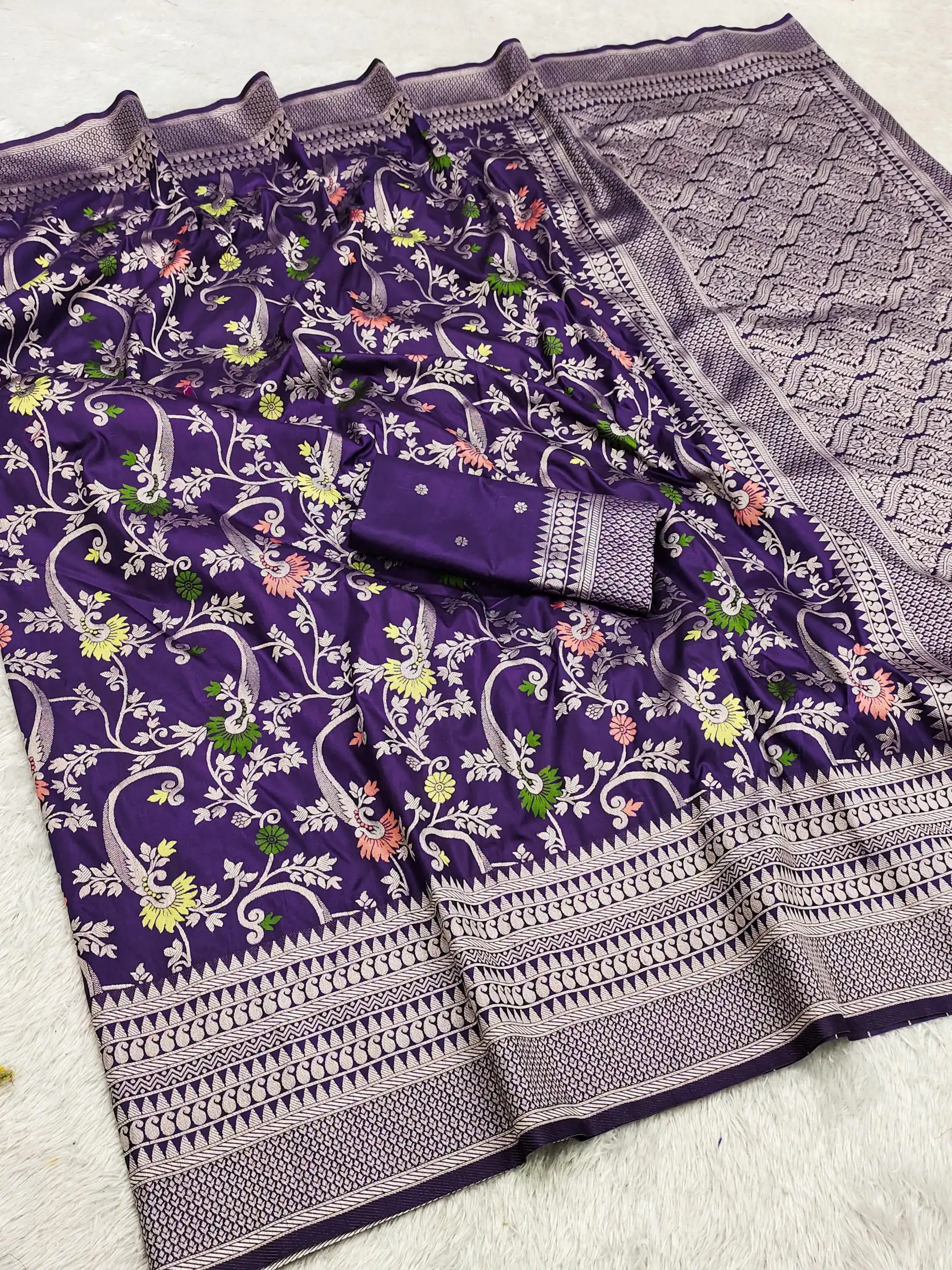 MB 105 Royal Purple in Color Khaddi Pashmina Lace Work & Zari Work Saree . Special Price ₹1999. Delivery 4-6 Working Days. Shop now. | Designer Sarees, Embroidered Sarees, Sarees, Bollywood Sarees, Creative Sarees, Ethnic Saree, Modern Digital sarees, Party Wear Sarees