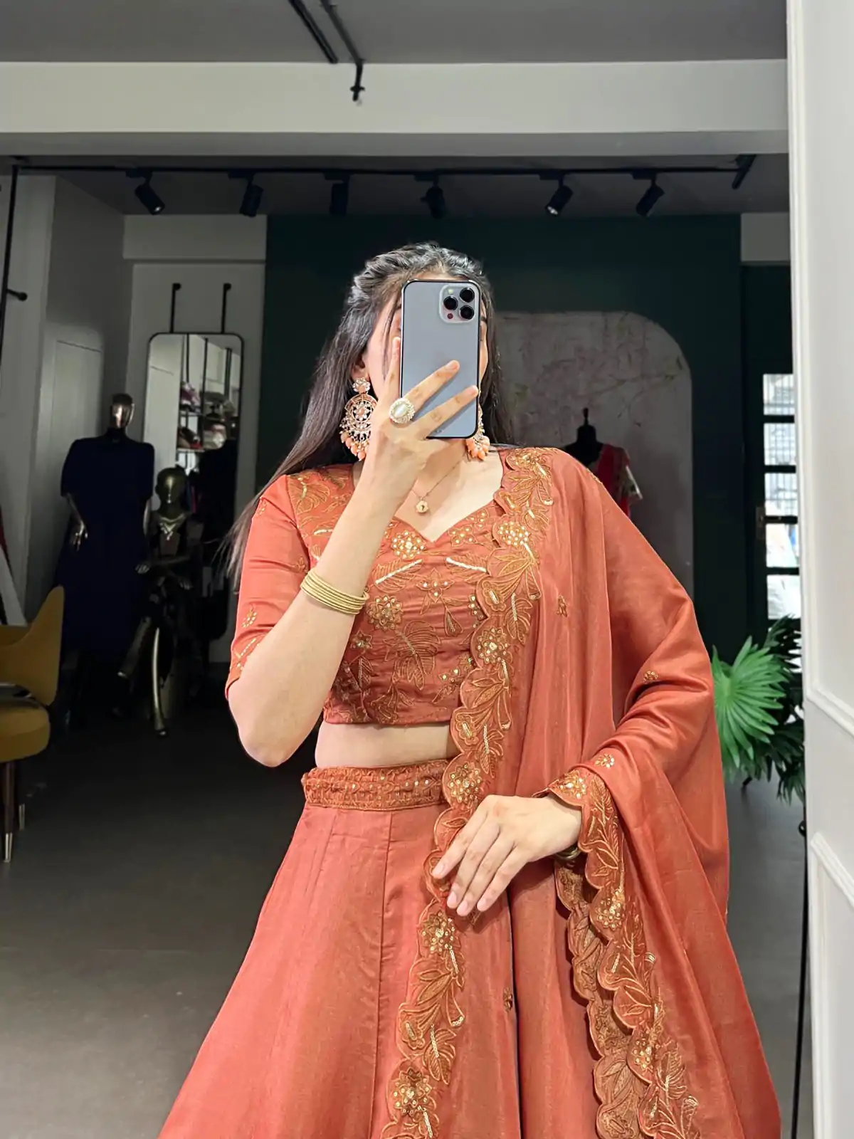 LNB 1441 Rust Korean Pure Tussar With Embroidery Work & Sequins Work Lehenga Choli. Festive Deal ₹3199. Delivery 4-6 Working Days. Shop now. | Lehenga, Bollywood Lehenga, Creative Lehenga, Designer Lehenga, Embroidered Lehenga, Party Wear Lehenga