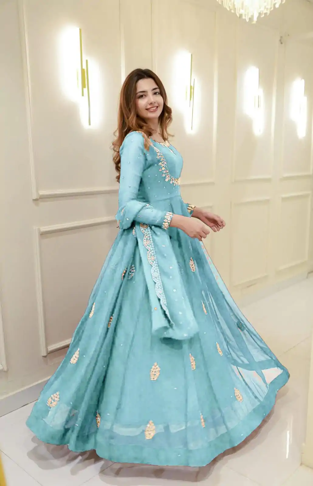 LG 2006 Sky Blue Georgette Gown Perfect for Wedding, Party, Engagement, Diwali, Sangeet . Exclusive Offer ₹1999. Delivery 4-6 Working Days. Shop now. | Gowns, Bollywood Gowns, Creative Gowns, Designer Gowns, Embroidered Gowns, Party Wear Gowns